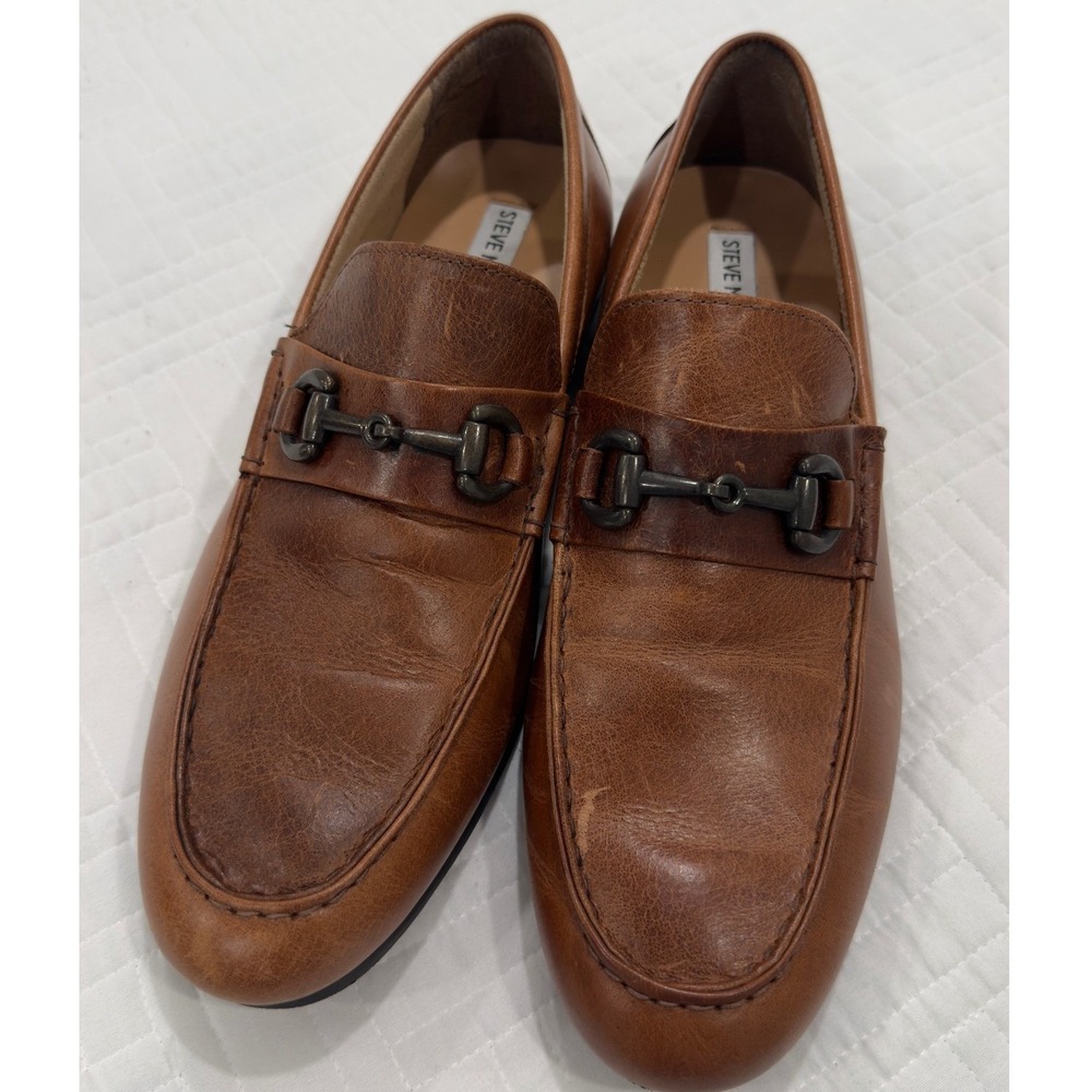 Steve Madden Mens P-Perfect Cognac Leather Bit Loafers Shoes 10.5